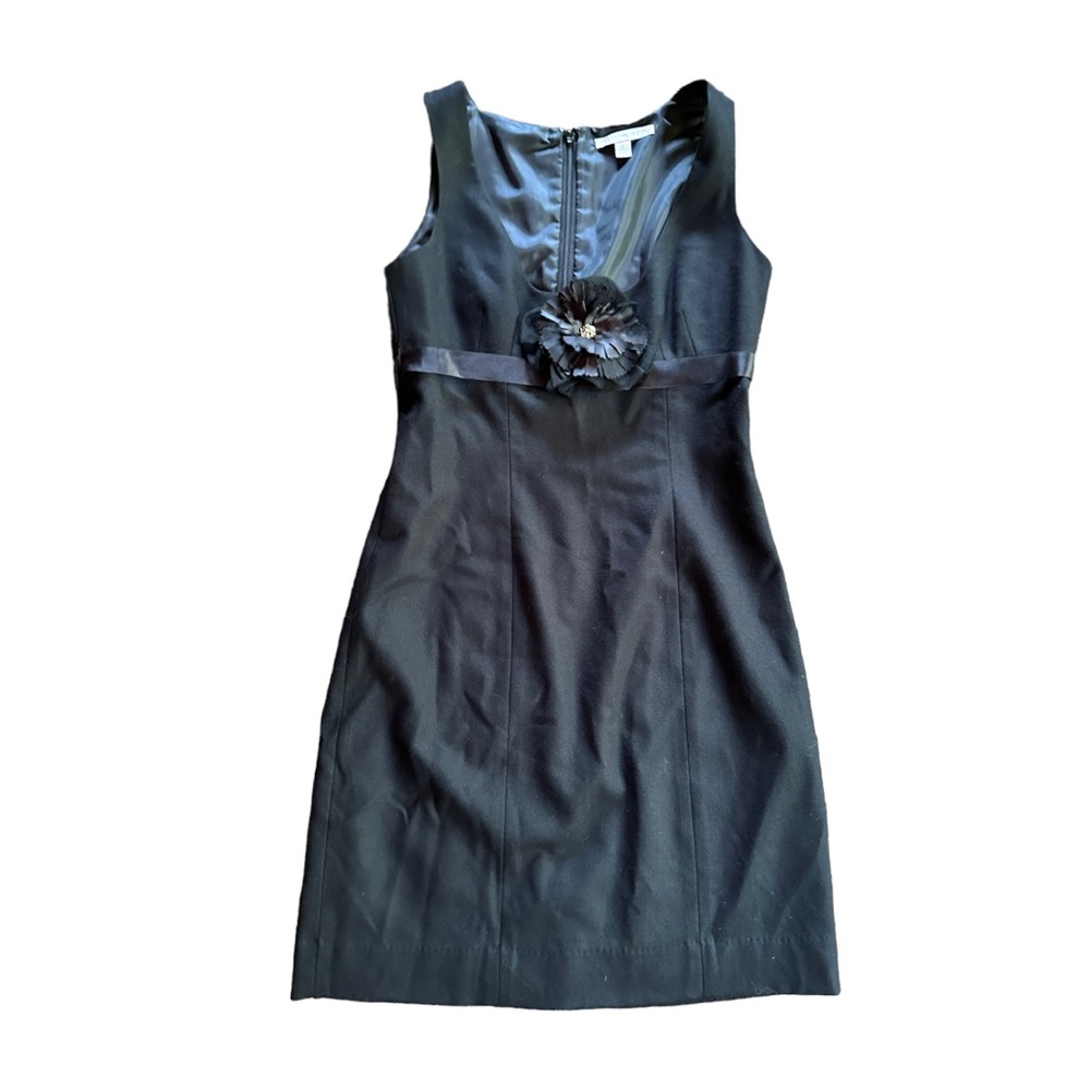 Rebecca Taylor Black Wool Dress Lined Tie Back Size 4 Luxury Cocktail